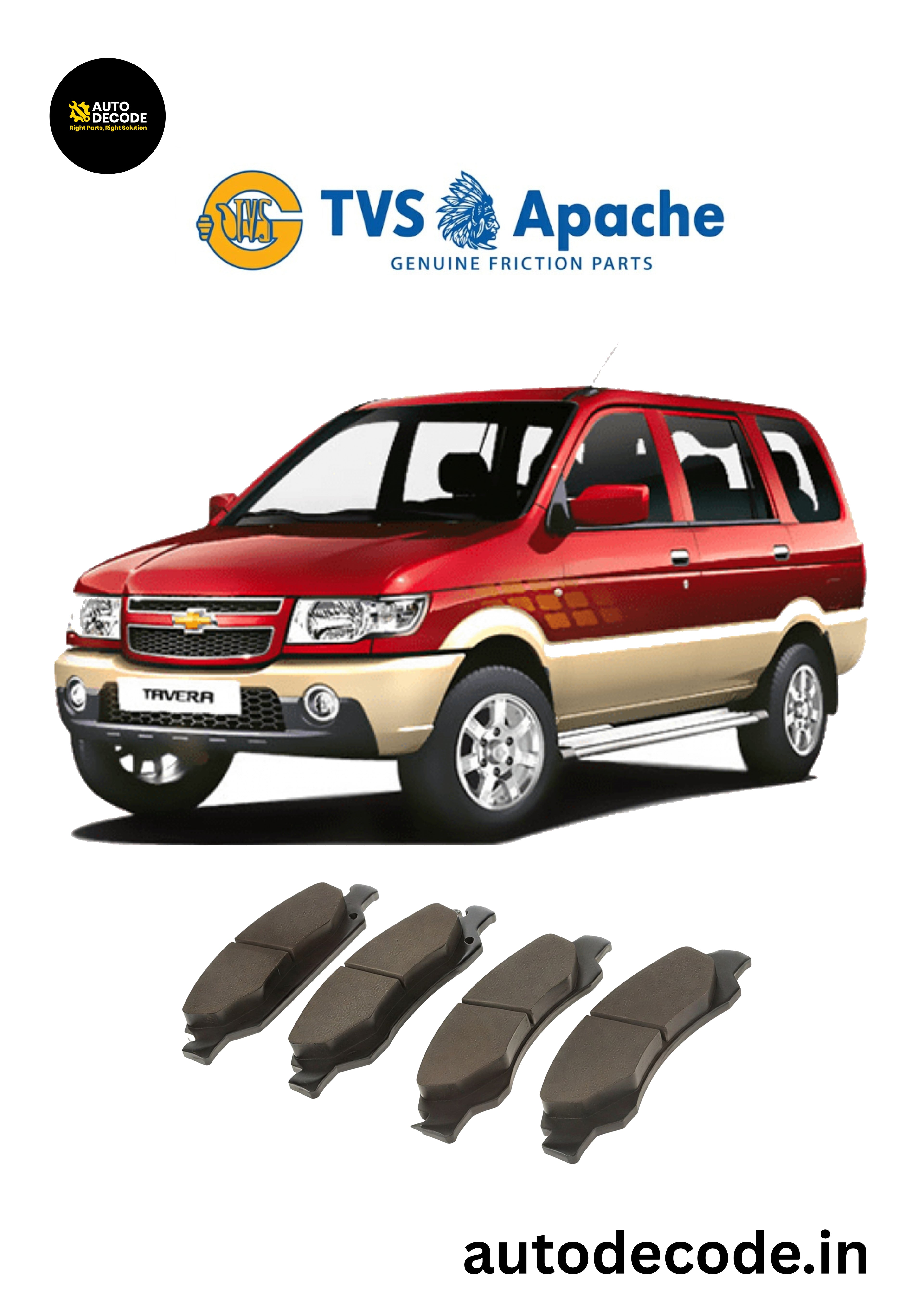 Front Brake Pads For Chevrolet Tavera – TVS SUPER | Set of 4