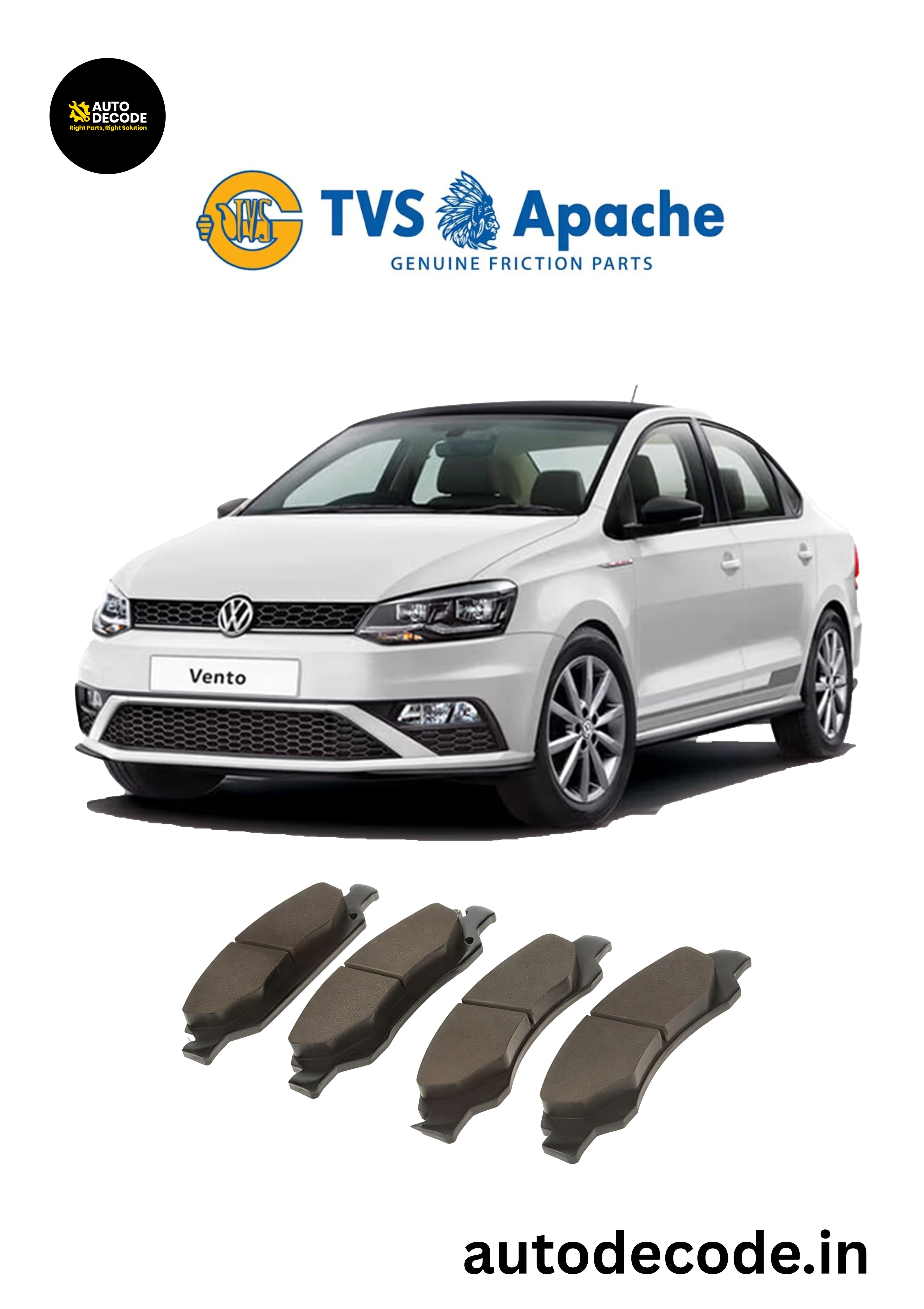 Front Brake Pads For VW Polo / Vento / Skoda Fabia – TVS | Set of 4