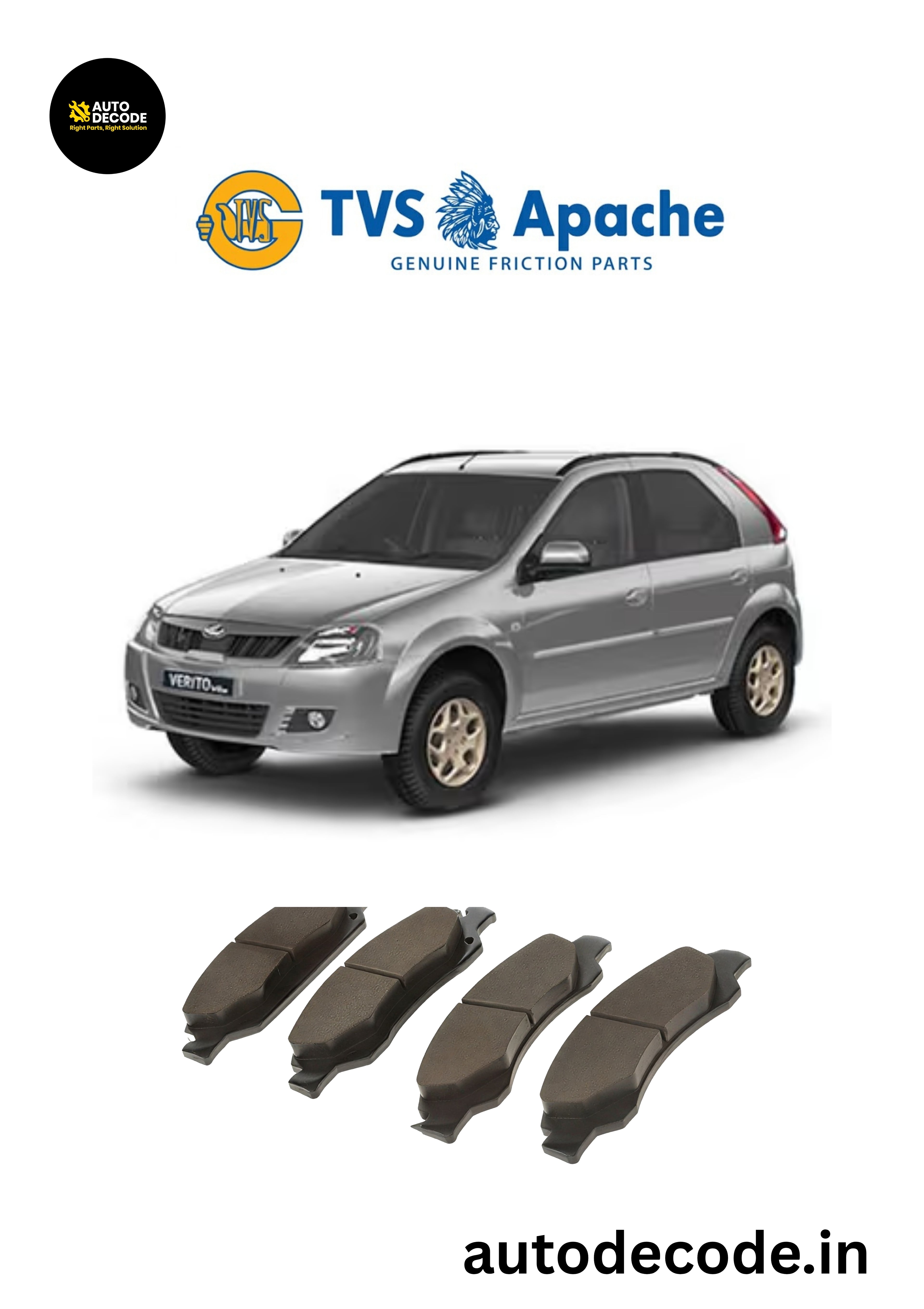 Rear Brake Pads For Mahindra Logan / Verito – TVS | Set of 4
