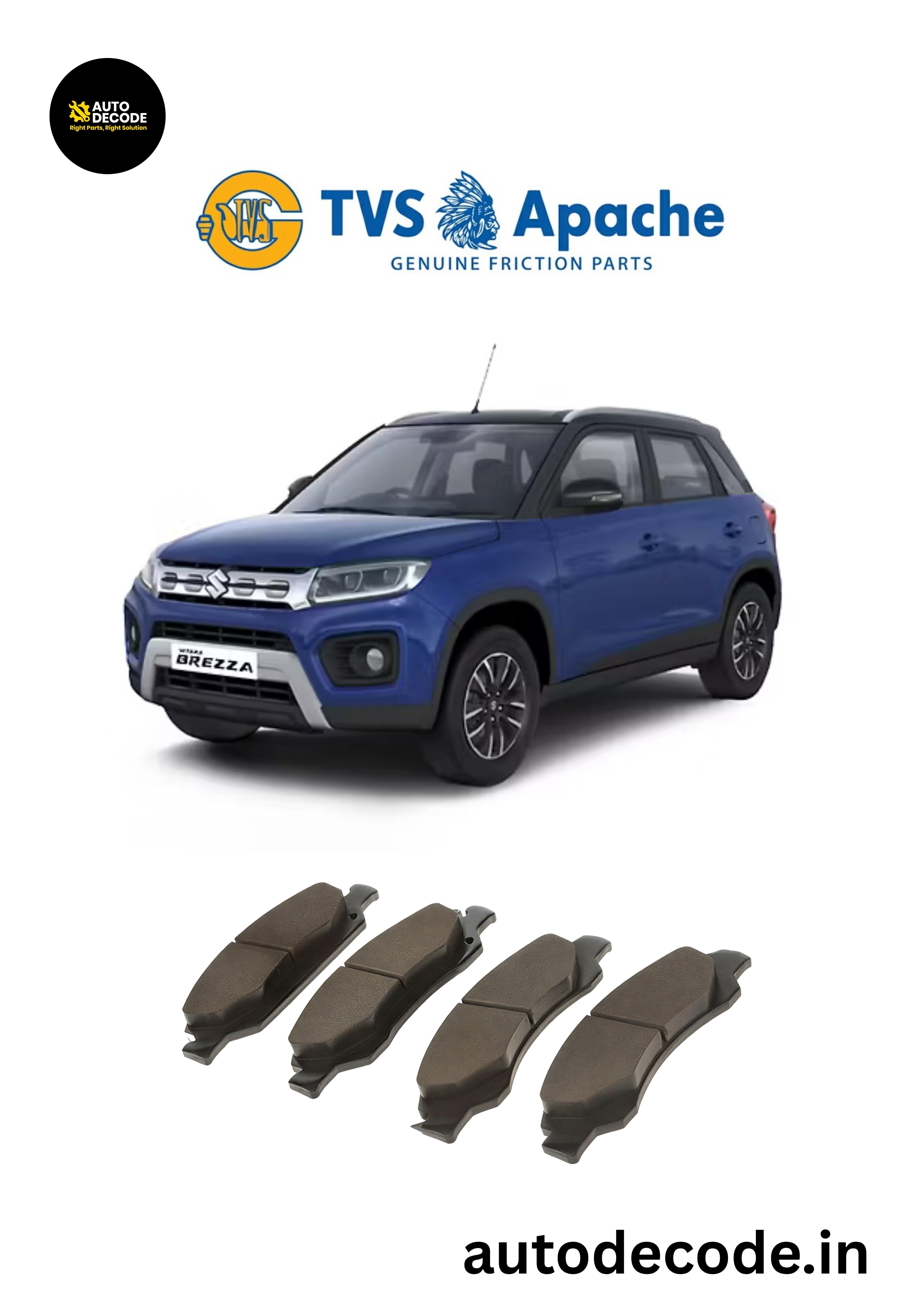 Front Brake Pads For Maruti S-Cross / Vitara Brezza / SX4 – Set of 4