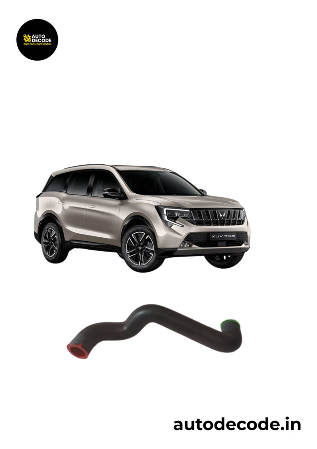 Hose Assy Intercooler Inlet for XUV700 / XUV 7XO - Mahindra Genuine (Part No. 0304DAM07270N)
