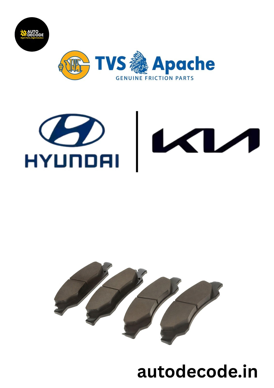Rear Brake Pads For Hyundai Creta / Alcazar / Kia Seltos / Carens – TVS