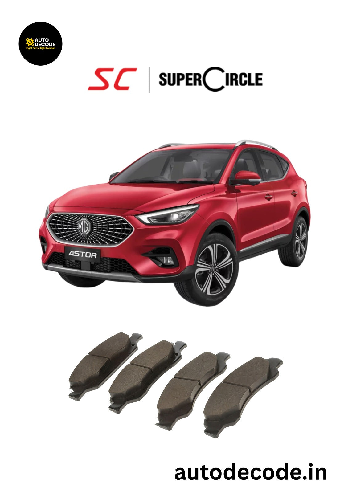 Front Brake Pads For MG Astor-Super Circle | Set of 4