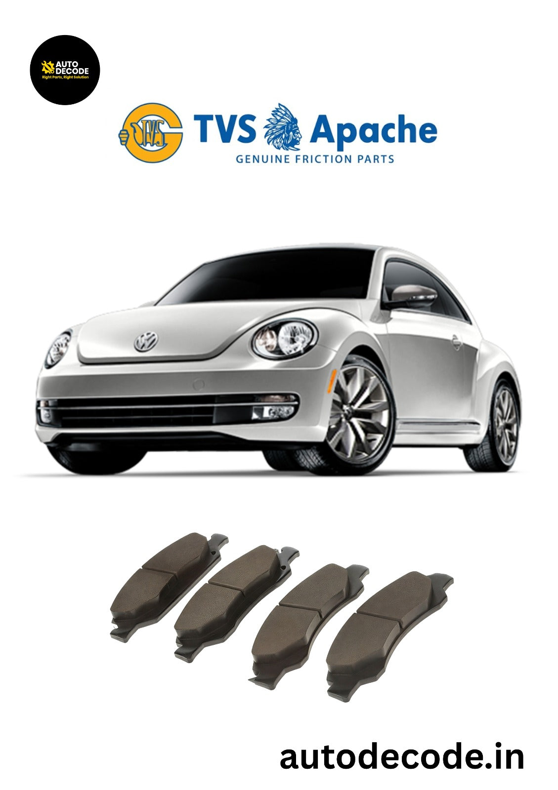 Front Brake Pads For Skoda Octavia / VW Jetta / Beetle – TVS | Set of 4