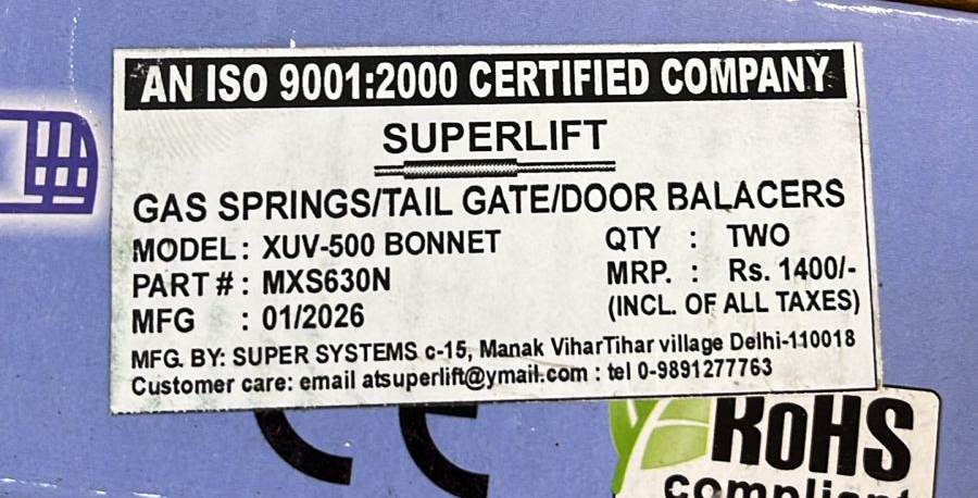 Bonnet Gas Struts for Mahindra XUV500 | Hood Lift Support | Set of 2