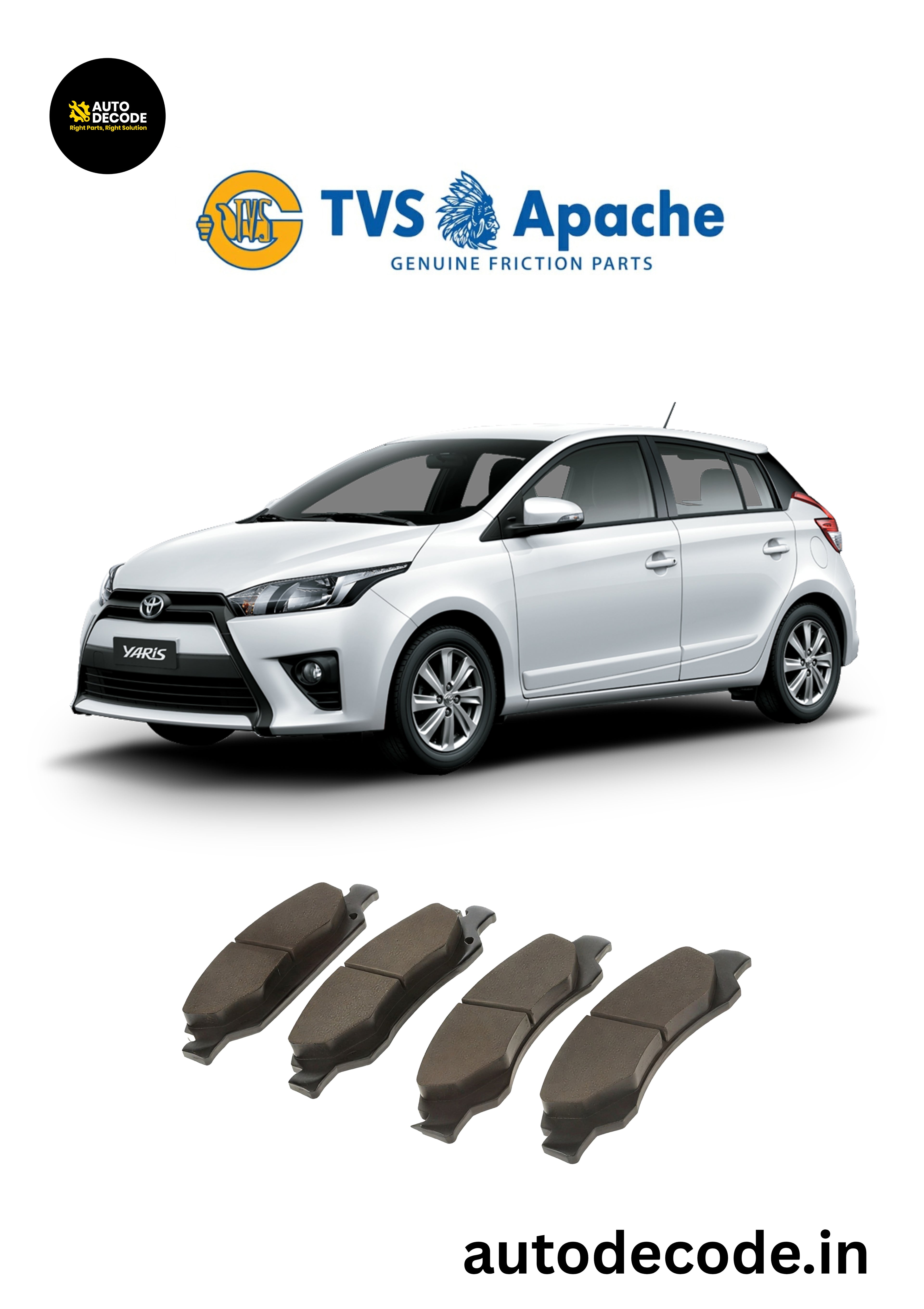 Front Brake Pads For Toyota Corolla Altis – TVS | Set of 4