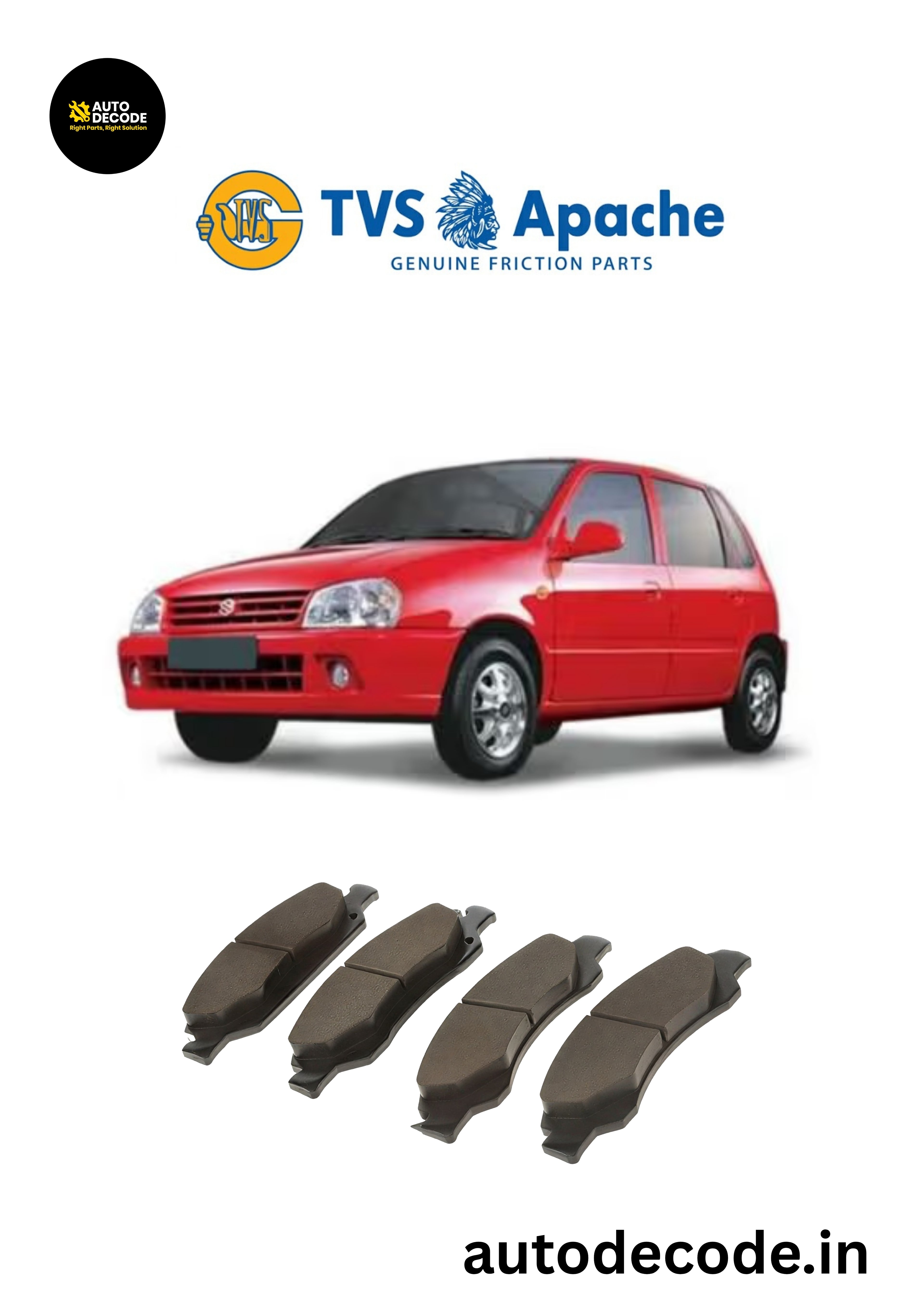 Front Brake Pads For Maruti Omni / Maruti Zen – TVS | Set of 4