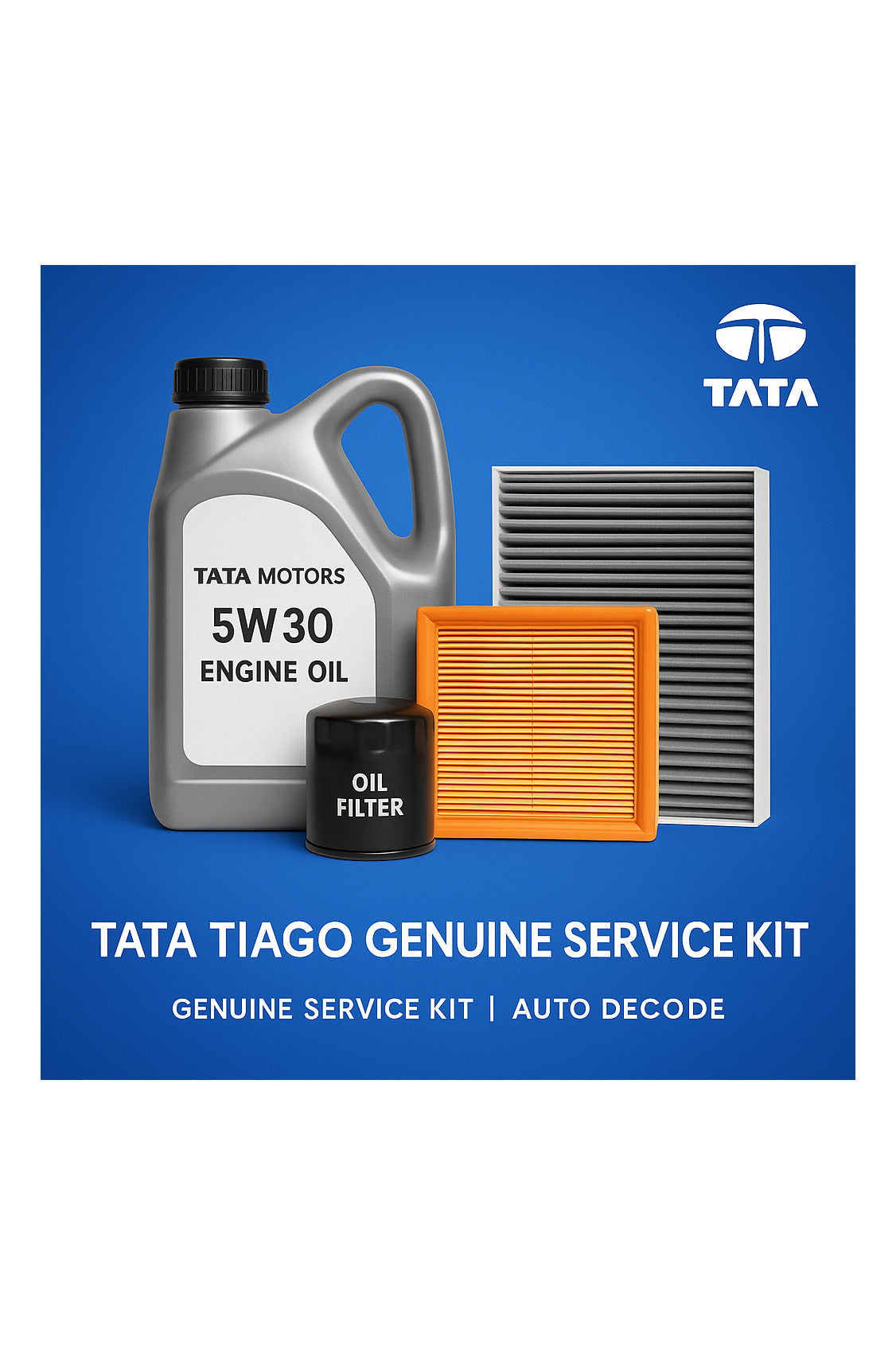 Tata Tiago Genuine Service Kit | Best Tata Motors 5W30 Engine Oil, Oil Filter & Air Filter | 100% Tata Genuine Parts