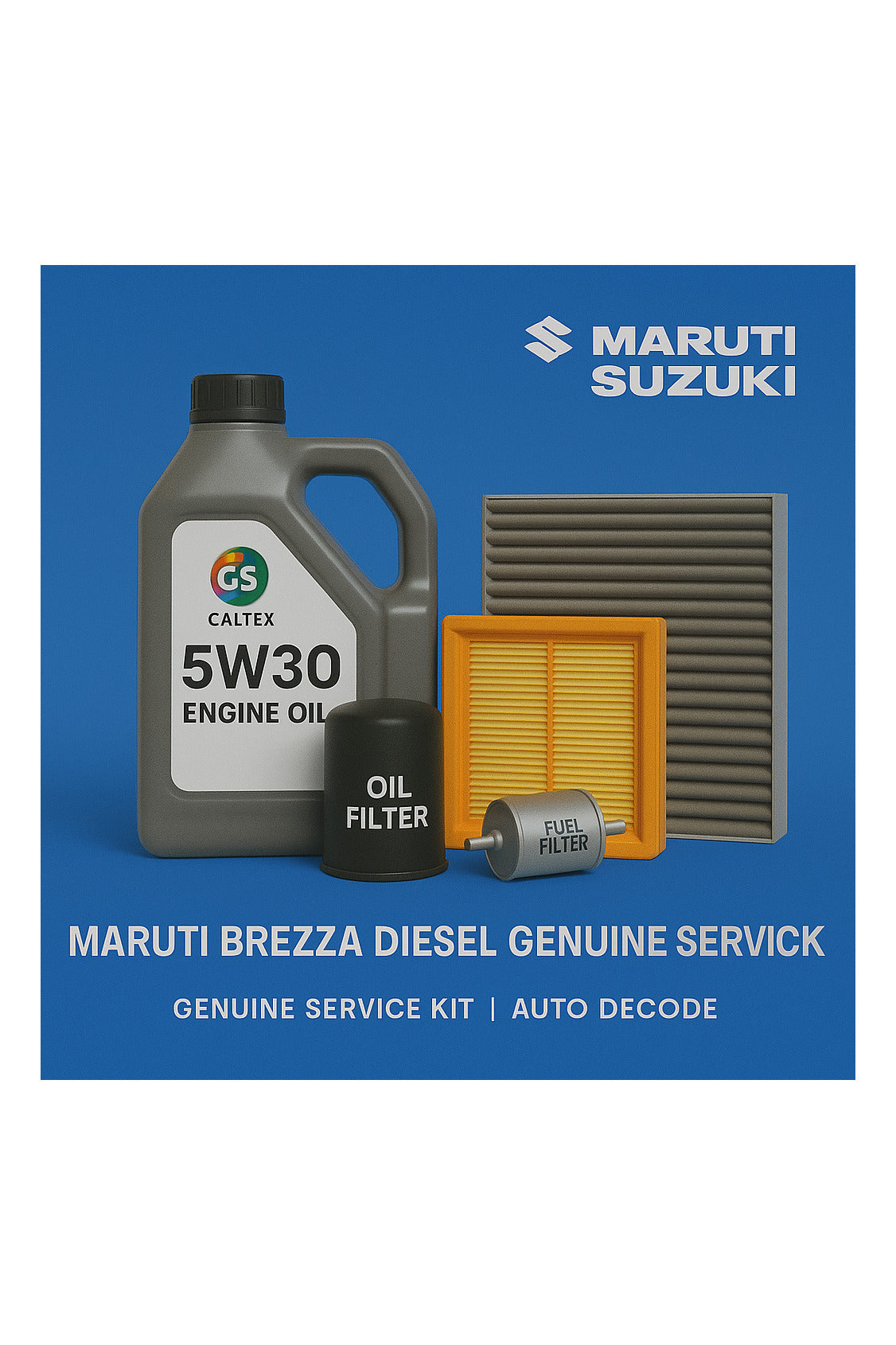 Maruti Brezza Diesel Genuine Service Kit | Best GS Caltex 5W30 Engine Oil (3.5L), Oil Filter, Air Filter, Cabin Filter & Fuel Filter | Maruti Genuine Parts