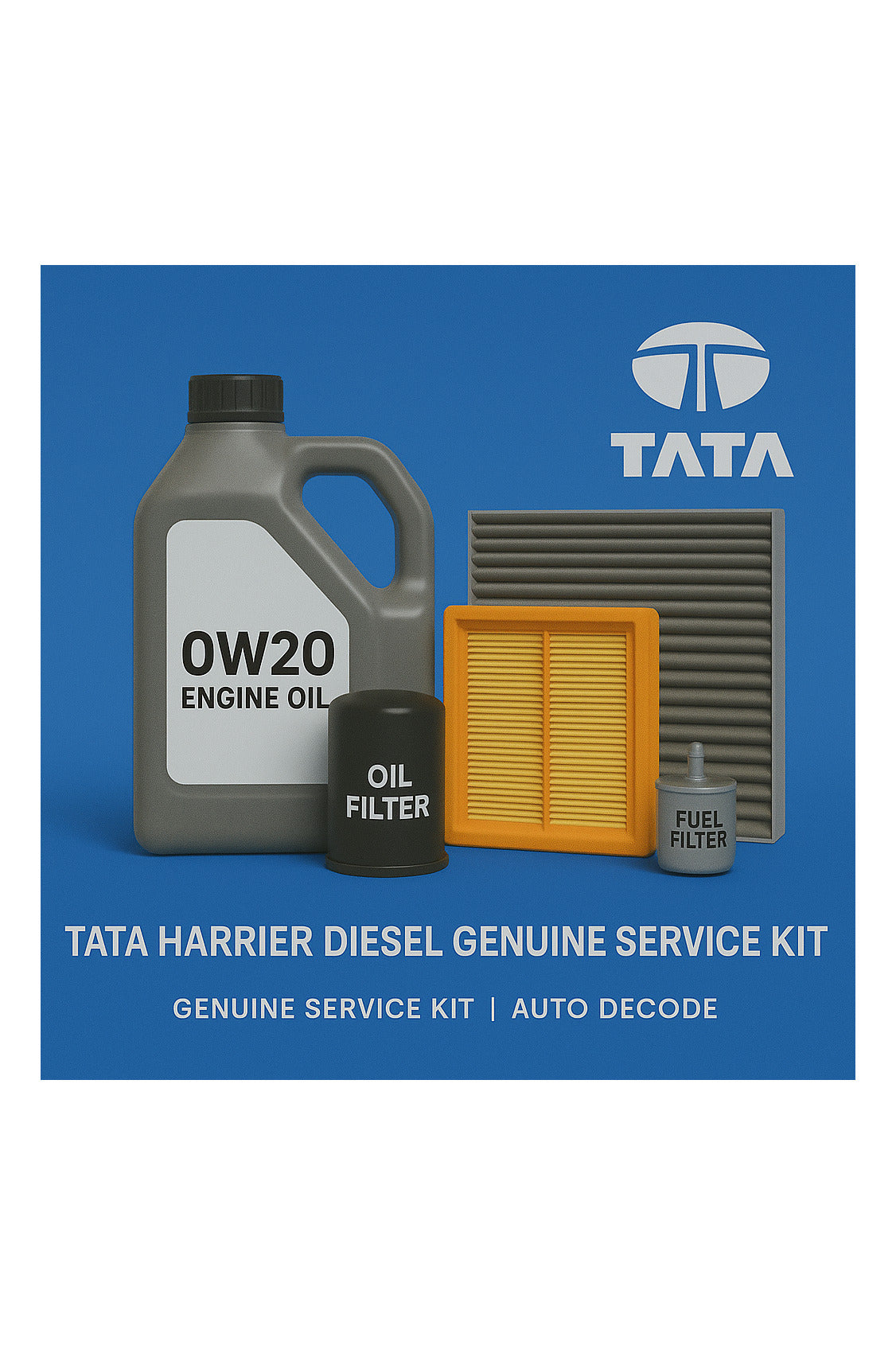 Tata Harrier Diesel Genuine Service Kit | Best 0W20 Engine Oil, Oil Filter, Air Filter, Fuel Filter & Cabin Filter | 100% Tata Genuine Parts (BS4 & BS6)