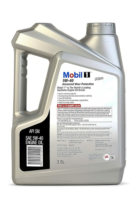 Mobil 1 FS X2 5W-40 Advanced Full Synthetic Engine Oil (3.5L) | Best Performance & Protection for Petrol & Diesel Engines