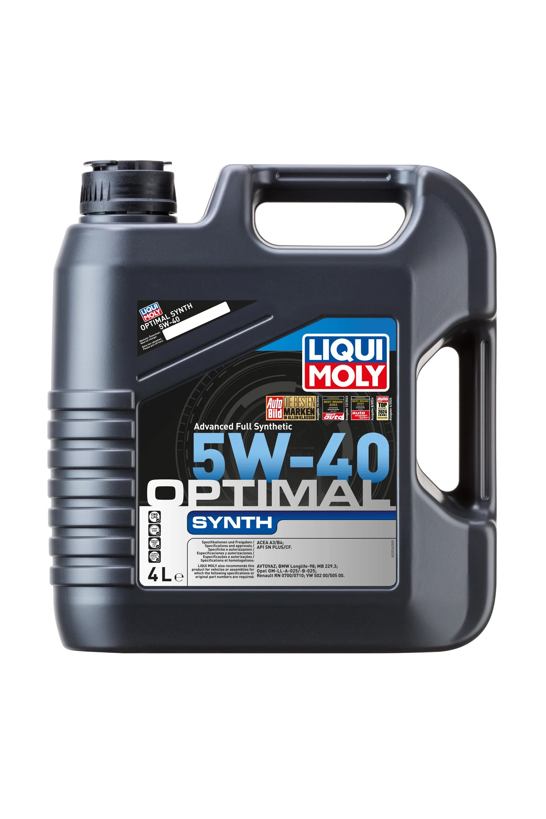Liqui Moly Optimal Synth 5W-40 Fully Synthetic Engine Oil 4L API SN ACEA A3/B4